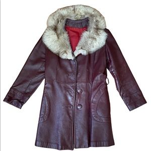 1970s vintage leather jacket w fox trim